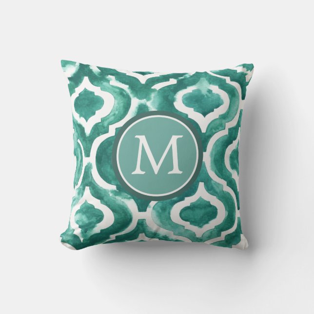 Monogram | Aquamarine Motif IV Kussen (Voorkant)