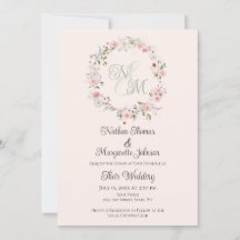 Monogram Aquarel Bloemenkrans Bruiloft