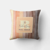 Monogram aquarel geel oranje bruine strepen kussen (Achterkant)