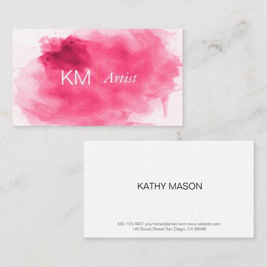 Monogram | Aquarel Kunstenaar Visitekaartje (Voorkant / Achterkant)