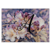 Monogram aquarel paarse azalea bloesem snijplank (Voorkant)