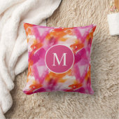 Monogram Aquarel Roze Oranje Abstract Kussen (Deken)