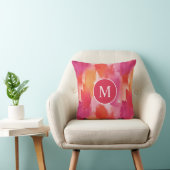 Monogram Aquarel Roze Oranje Abstract Kussen (Stoel)