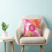 Monogram Aquarel Roze Oranje Abstract Kussen (Stoel)