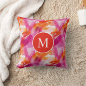 Monogram Aquarel Roze Oranje Abstract Kussen (Deken)