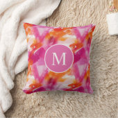 Monogram Aquarel Roze Oranje Abstract Kussen (Deken)