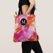 Monogram Aquarel Roze Oranje Abstract Tote Bag (Dichtbij)