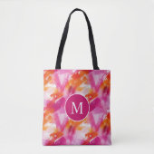 Monogram Aquarel Roze Oranje Abstract Tote Bag (Voorkant)