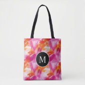 Monogram Aquarel Roze Oranje Abstract Tote Bag (Voorkant)