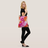 Monogram Aquarel Roze Oranje Abstract Tote Bag (Op model)