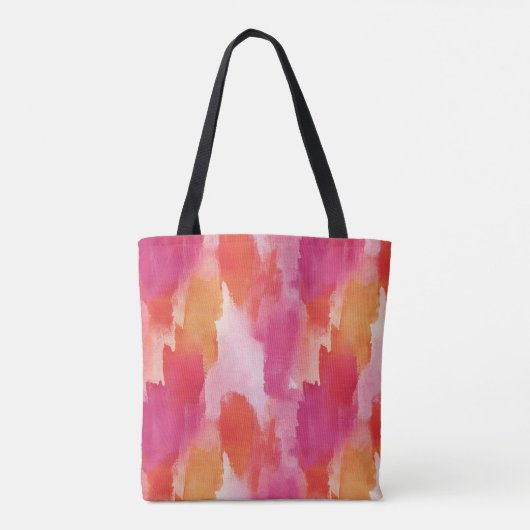 Monogram Aquarel Roze Oranje Abstract Tote Bag (Achterkant)