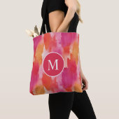 Monogram Aquarel Roze Oranje Abstract Tote Bag (Dichtbij)