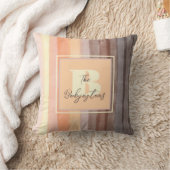 Monogram aquarel strepen oranje bruin geel kussen (Deken)