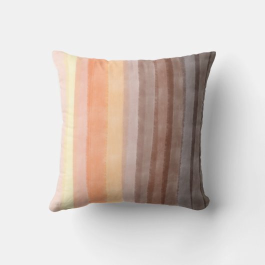 Monogram aquarel strepen oranje bruin geel kussen (Achterkant)