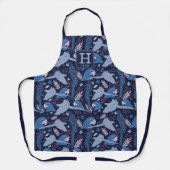 Monogram Ara Parrot Blue Tropical Leaf Pattern Schort (Voorkant)