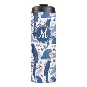 Monogram ara Parrot Blue Tropical verlofpatroon  Thermosbeker