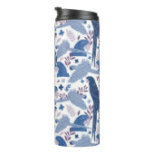 Monogram ara Parrot Blue Tropical verlofpatroon Thermosbeker (Geroteerd rechts)