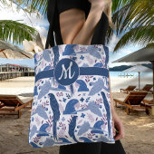 Monogram ara Parrot Blue Tropical verlofpatroon Tote Bag