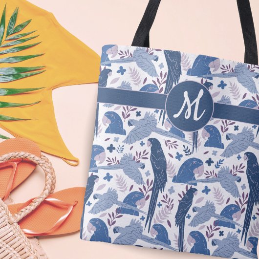 Monogram ara Parrot Blue Tropical verlofpatroon Tote Bag