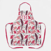 Monogram ara Parrot Red Tropical Leaf Pattern Schort (Voorkant)