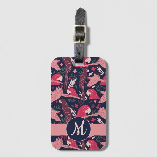 Monogram ara Parrot Red Tropical verlofpatroon Bagagelabel (Voorkant (verticaal))