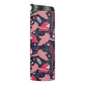 Monogram ara Parrot Red Tropical verlofpatroon Thermosbeker (Geroteerd rechts)