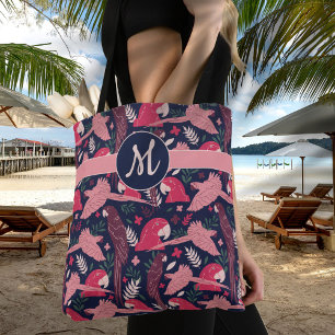 Monogram ara Parrot Red Tropical verlofpatroon Tote Bag