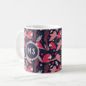 Monogram Ara Parrot Rood Roze Tropisch Lekpatroon Koffiemok (Voorkant links)