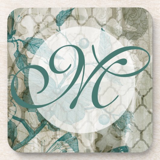 Monogram | Arabesque Butterflies V Bier Onderzetter (Voorkant)