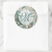 Monogram | Arabesque Butterflies V Ronde Sticker (Tas)