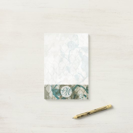 Monogram | Arabesque Butterflies VI Post-it® Notes (Op bureau)