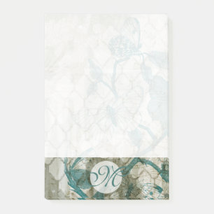 Monogram   Arabesque Butterflies VI Post-it® Notes