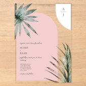 Monogram Arches Licht Roze Bruiloft Acryl Uitnodigingen (Voorkant)