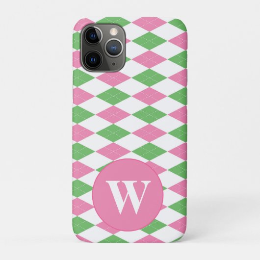 MONOGRAM ARGYLE ROZE GROEN PATROON Case-Mate iPhone CASE (Achterkant)