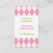 Monogram argyle visitekaartjes in roze (Achterkant)