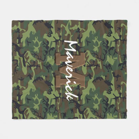 Monogram Army Camouflage Kinder Fleece Deken (Voorkant (Horizontaal))