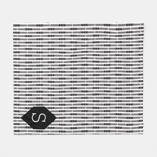 Monogram Arrow Herringbone Fleece Deken (Voorkant (Horizontaal))