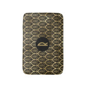 Monogram Art Deco Black en Gold Pattern Badmat (Voorkant Verticaal)