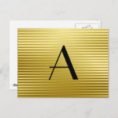 Monogram Art Deco Gold Satin Stripes Briefkaart (Voorkant / Achterkant)