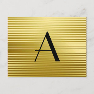Monogram Art Deco Gold Satin Stripes Briefkaart