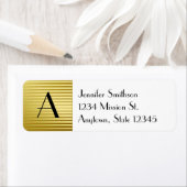 Monogram Art Deco Gold Satin Stripes Etiket (Insitu)