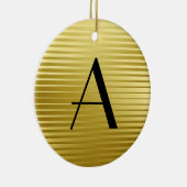 Monogram Art Deco Gold Satin Stripes Keramisch Ornament (Rechts)