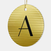 Monogram Art Deco Gold Satin Stripes Keramisch Ornament (Links)