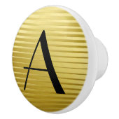 Monogram Art Deco Gold Satin Stripes Keramische Knop (Rechts)