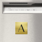 Monogram Art Deco Gold Satin Stripes Magneet (Insitu (Vaatwasser))