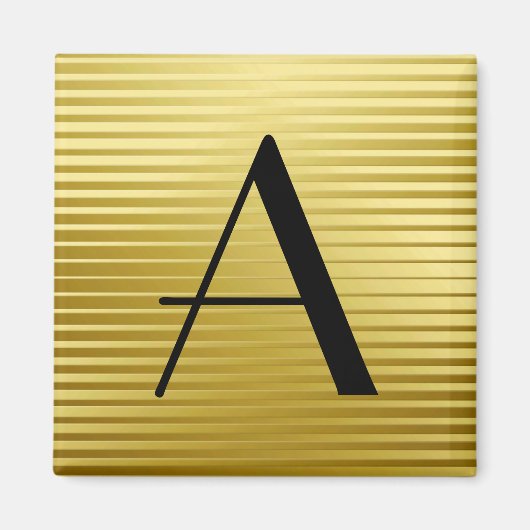 Monogram Art Deco Gold Satin Stripes Magneet (Voorkant)