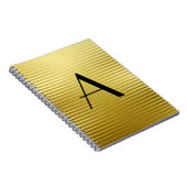 Monogram Art Deco Gold Satin Stripes Notitieboek (Rechterzijde)