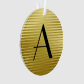 Monogram Art Deco Gold Satin Stripes Ornament (voorkant)