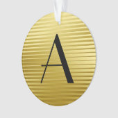 Monogram Art Deco Gold Satin Stripes Ornament (voorkant)
