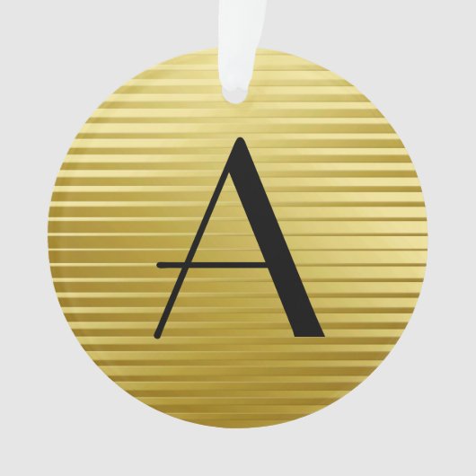 Monogram Art Deco Gold Satin Stripes Ornament (voorkant)